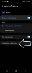 More app notification categories